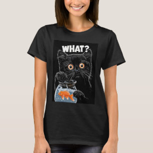 T-shirt Chat noir drôle et poisson rouge