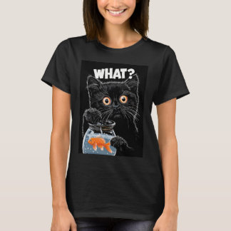 T-shirt Chat noir drôle et poisson rouge