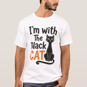 T-shirt Chat noir drôle gravure vintage Halloween Design