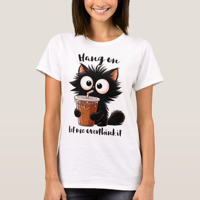 T-SHIRT CHAT NOIR DRÔLE MIGNON AVEC UNE PHRASE DRÔLE (Devant)