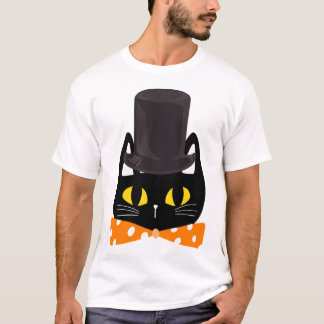T-shirt Chat Noir Drôle Portant un Chapeau Noir – Des Chat