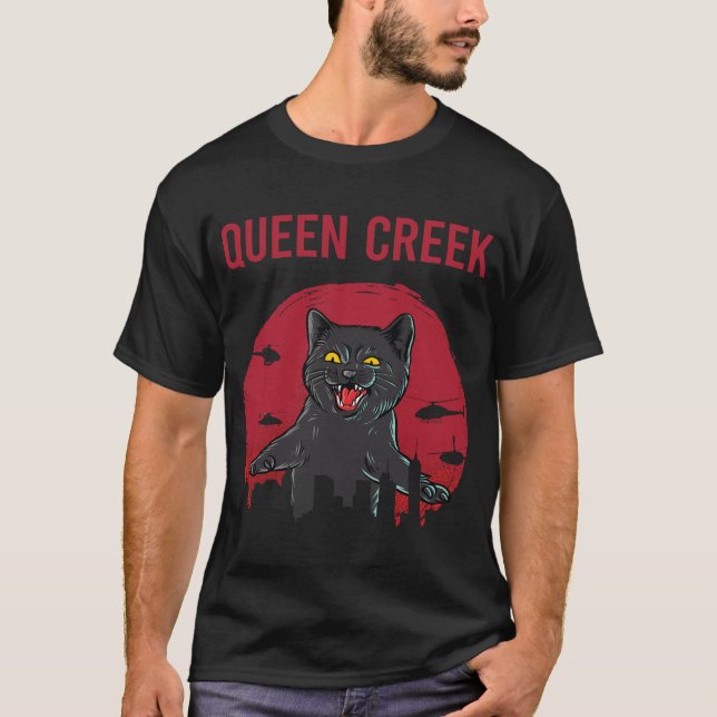 T-shirt Chat noir drôle Queen Creek (Devant)