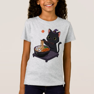 T-Shirt Chat noir Éffrayant et Ramen de minuit