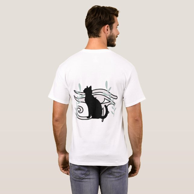 T-shirt chat noir élégant & œil égyptien | tee cha (Dos entier)