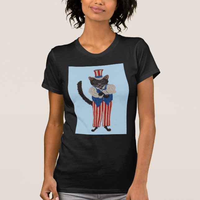 T-shirt Chat noir en costume d'Oncle Sam (Devant)