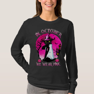 T-shirt Chat Noir En Octobre Nous Portons Pink Halloween 1