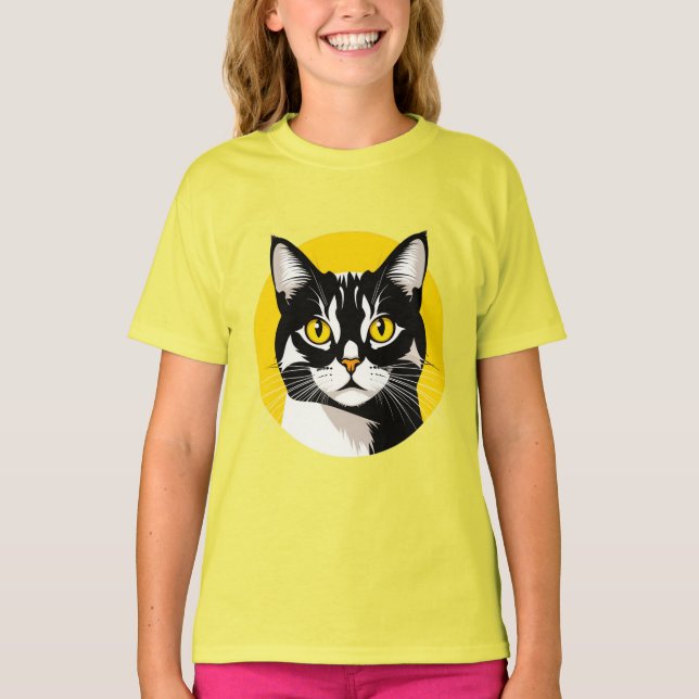 T-shirt Chat noir et blanc (Devant)