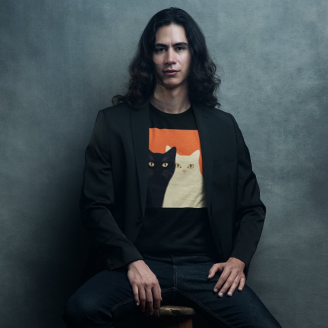 T-shirt chat noir et blanc (Créateur téléchargé)