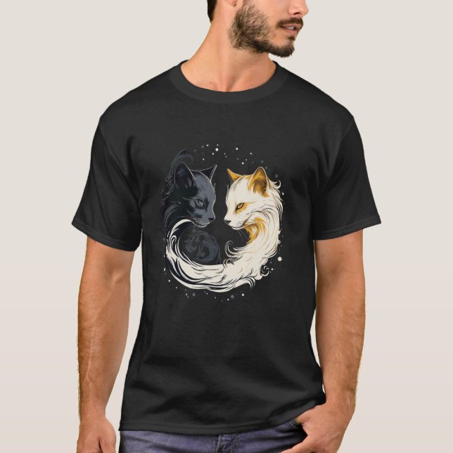 T-shirt chat noir et blanc (Devant)