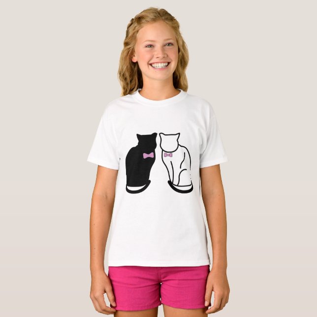 T-shirt Chat noir et blanc (Devant entier)