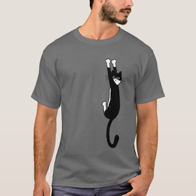 T-shirt Chat noir et blanc accroché | Drôle Tuxedo Cat (Devant)
