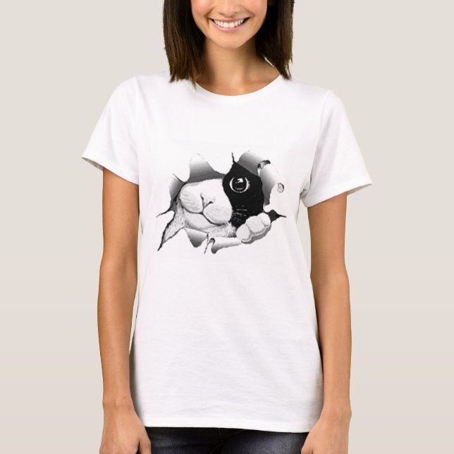 T-shirt Chat noir et blanc curieux de Kitty (Devant)