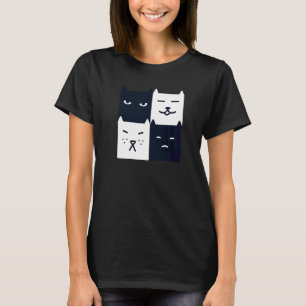 T-shirt Chat noir et blanc Planche à échecs carrée unique