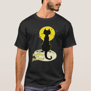T-shirt Chat noir et chauves-souris dans la jachère de Sa