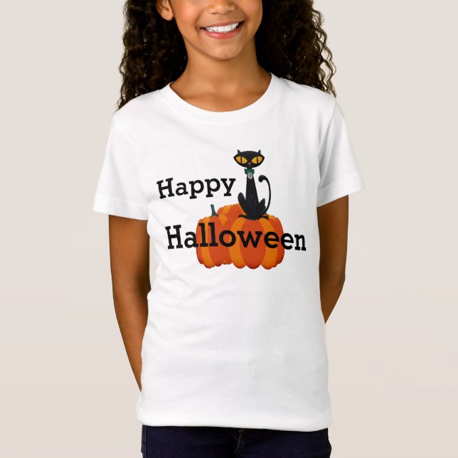 T-Shirt Chat noir et Citrouille (Devant)
