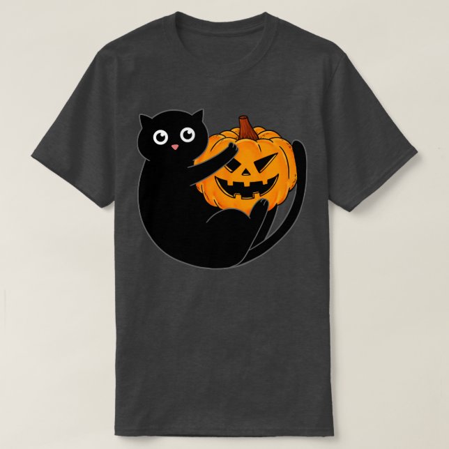 T-shirt Chat noir et citrouille (Design devant)