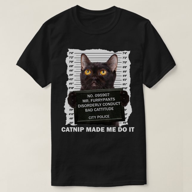 T-shirt Chat noir et de la viande drôle pour Amoureux des  (Design devant)