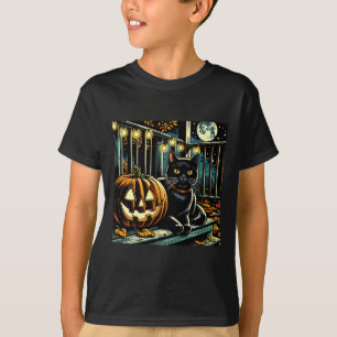 T-shirt Chat noir et Halloween Jack-O-Lanterne