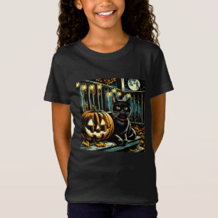 T-Shirt Chat noir et Halloween Jack-O-Lanterne