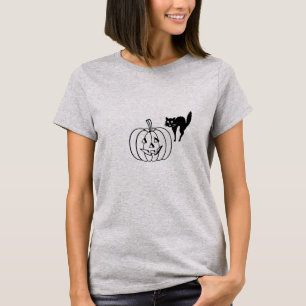 T-shirt - Chat noir et Jack-o'-lantern