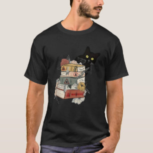 T-shirt Chat Noir Et Livres Fleurs Club De Lecture Amateur