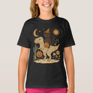 T-shirt Chat noir et maman T-Rex Halloween Ride