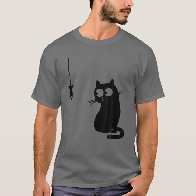 T-shirt Chat Noir Et Poisson Drôle Amoureux des chats Chat (Devant)
