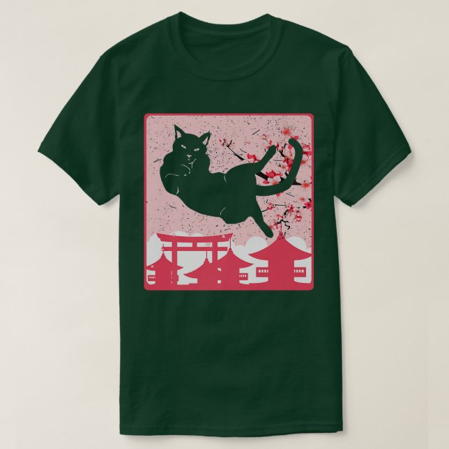 T-shirt Chat noir et sakura Anime (Design devant)
