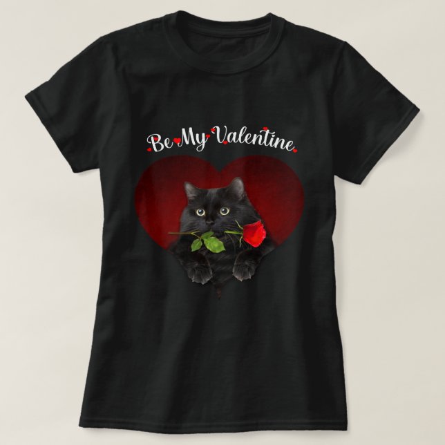 T-shirt Chat noir être mon coeur Valentin Kitty Kitten (Design devant)