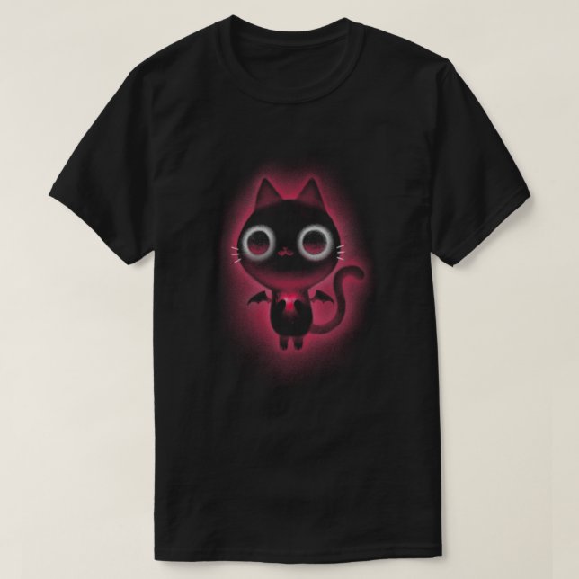 T-shirt Chat Noir Évanoui Cute Kitty brillant (Design devant)