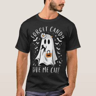 T-shirt Chat noir fantôme drôle Boo oublie bonbons donne c
