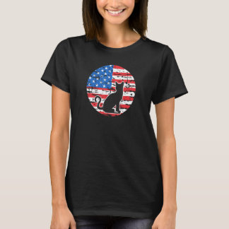 T-shirt Chat Noir Félin Américain Couleurs Drapeau Usa 4 J