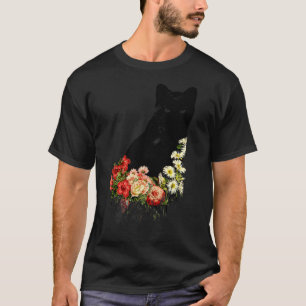 T-shirt Chat noir Fleur Vintage Bonne chance par Tobe Fons