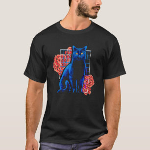 T-shirt Chat noir Flower Kitten Animaux de compagnie Chats