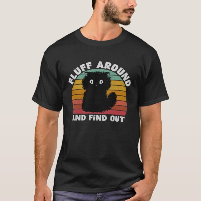 T-shirt Chat Noir Fluff Autour Et Découvrez Enfants Hommes (Devant)