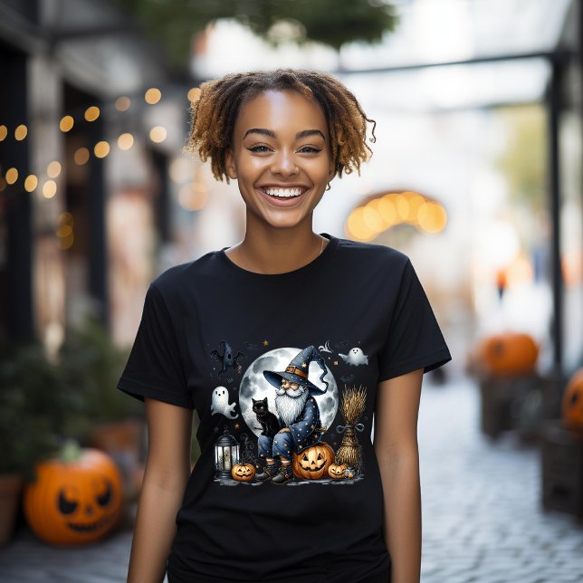 T-shirt Chat noir Gnome Halloween - Cadeau parfait (Créateur téléchargé)