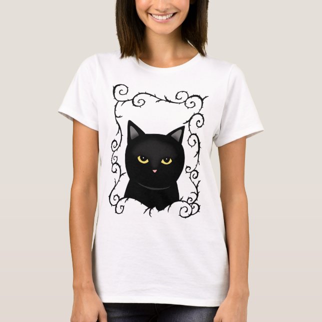 T-shirt Chat noir Goth amoureux des chats noir Halloween H (Devant)