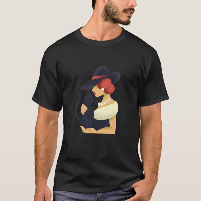 T-shirt Chat noir, gothique (Devant)