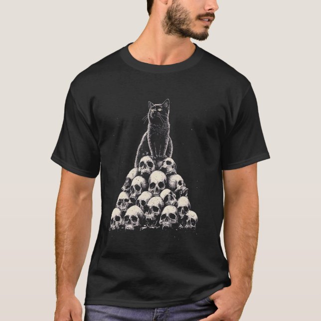 T-shirt Chat noir gothique Dark Cat (Devant)