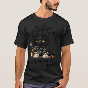 T-shirt Chat noir grincheux amateur de café mignon drôle d