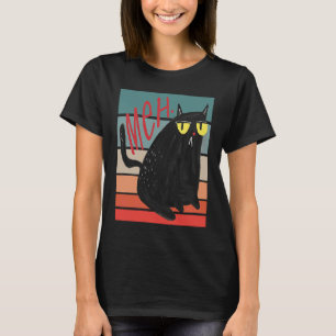 T-shirt Chat noir grincheux rétro meh Kitten sarcastique C