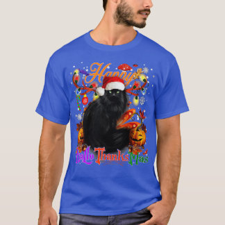 T-shirt Chat noir Hallothanksmas Halloween Thanksgiv