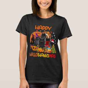 T-shirt Chat noir Hallothanksmas Halloween Thanksgiv