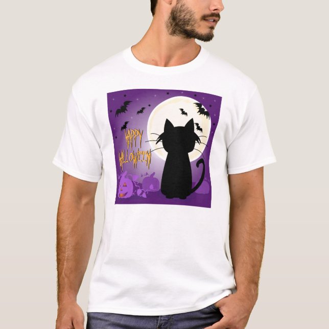 T-shirt Chat noir Halloween (Devant)