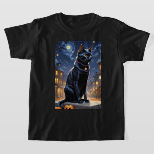 T-shirt Chat noir Halloween Amoureux de les chats Chat de