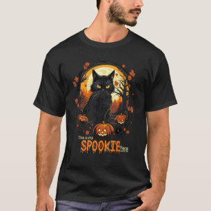 T-shirt Chat noir Halloween C'est mon visage effrayant clo