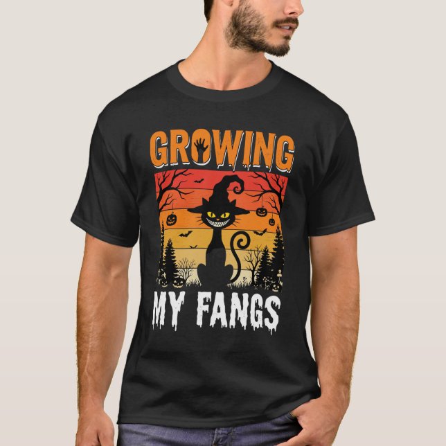 T-shirt Chat Noir Halloween Croissance De Mes Crocs (Devant)