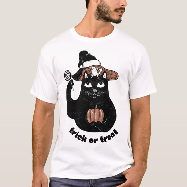 T-shirt Chat Noir Halloween Épouvantable (Devant)