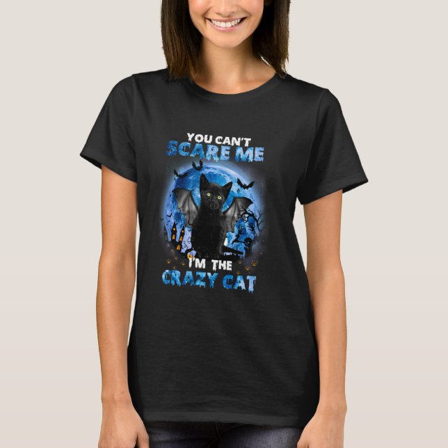 T-shirt Chat Noir Halloween Je Suis Crazy Chat Lady Cats L (Devant)