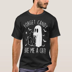 T-shirt Chat noir Halloween Oublie Bonbons Donnez-moi un a